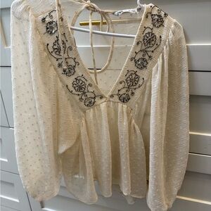 Zara Cream Top with Embellishments